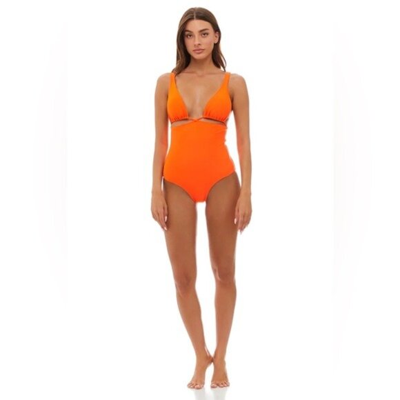 SHANI SHEMER CLARE ONE PIECE IN BRIGHT ORANGE - Picture 3 of 10
